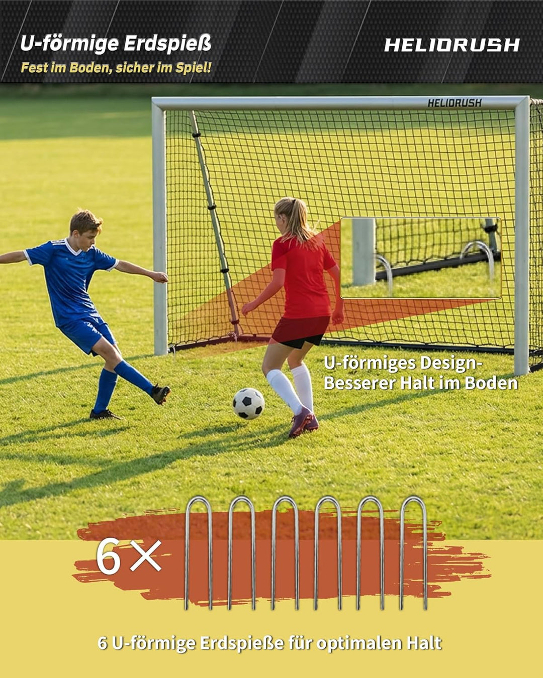 Fussballtore für Garten Kinder -180/240/300cm aus hochwertigem 304 Edelstahl, Wetterfestes & Robuste