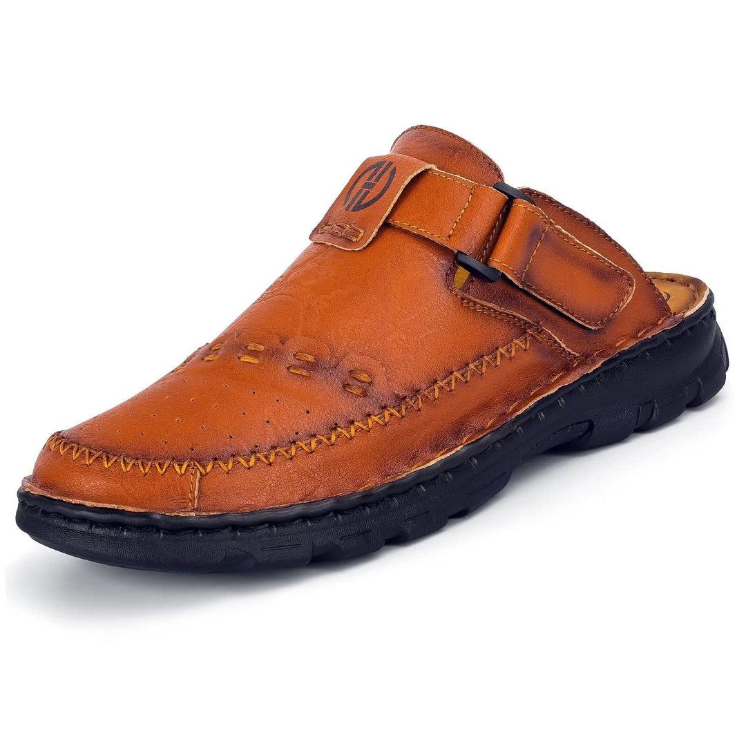 BUGUKI Sandalen Herren Leder Pantoletten Clogs, Weiche Dicke Sohle 40 EU Ta3 Rot Braun, 40 EU Ta3 Ro
