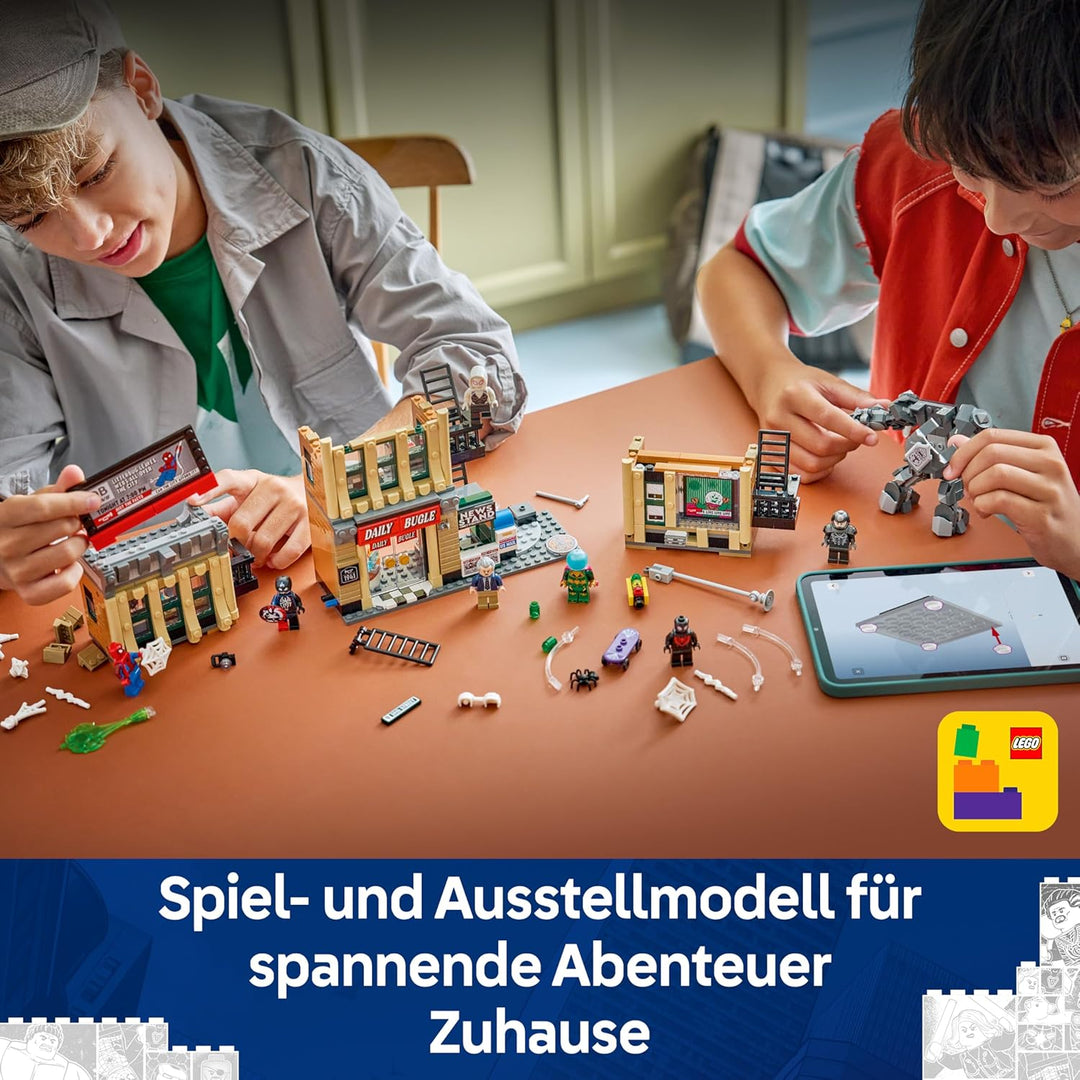 LEGO | Marvel Spider-Man vs. Mysterio: Daily Bugle - Superhelden Spielzeug mit Mech Actionfigur und
