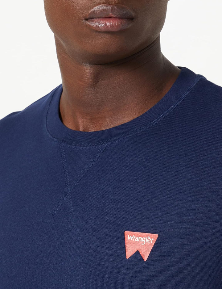 Wrangler Herren Sign Off Crew Navy Sweatshirt, Navy