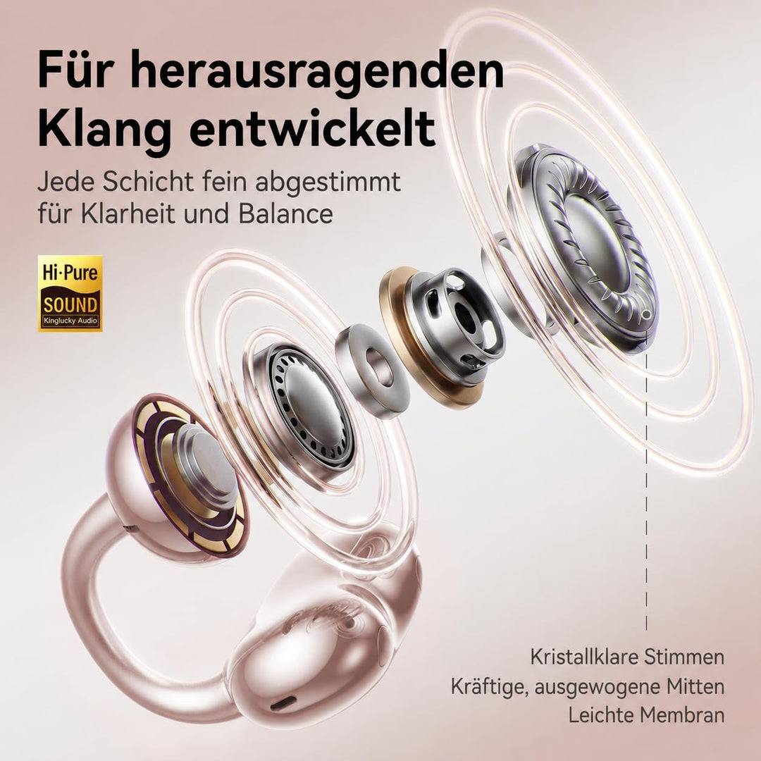 Kinglucky Schmuck-inspirierte Clip On Kopfhörer mit Schmetterlings-Ohrringen, bequemer Sitz & 50Stun