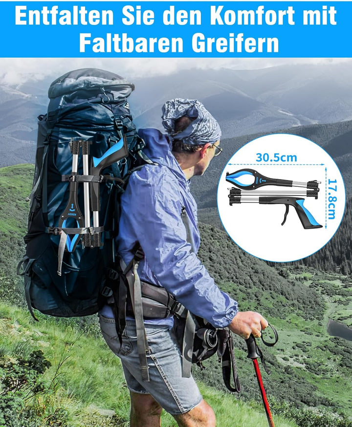 Kekoy Greifzange für Senioren 91cm Aluminium Müllzange, Faltbare Greifer für Senioren, Drehbar Müllg