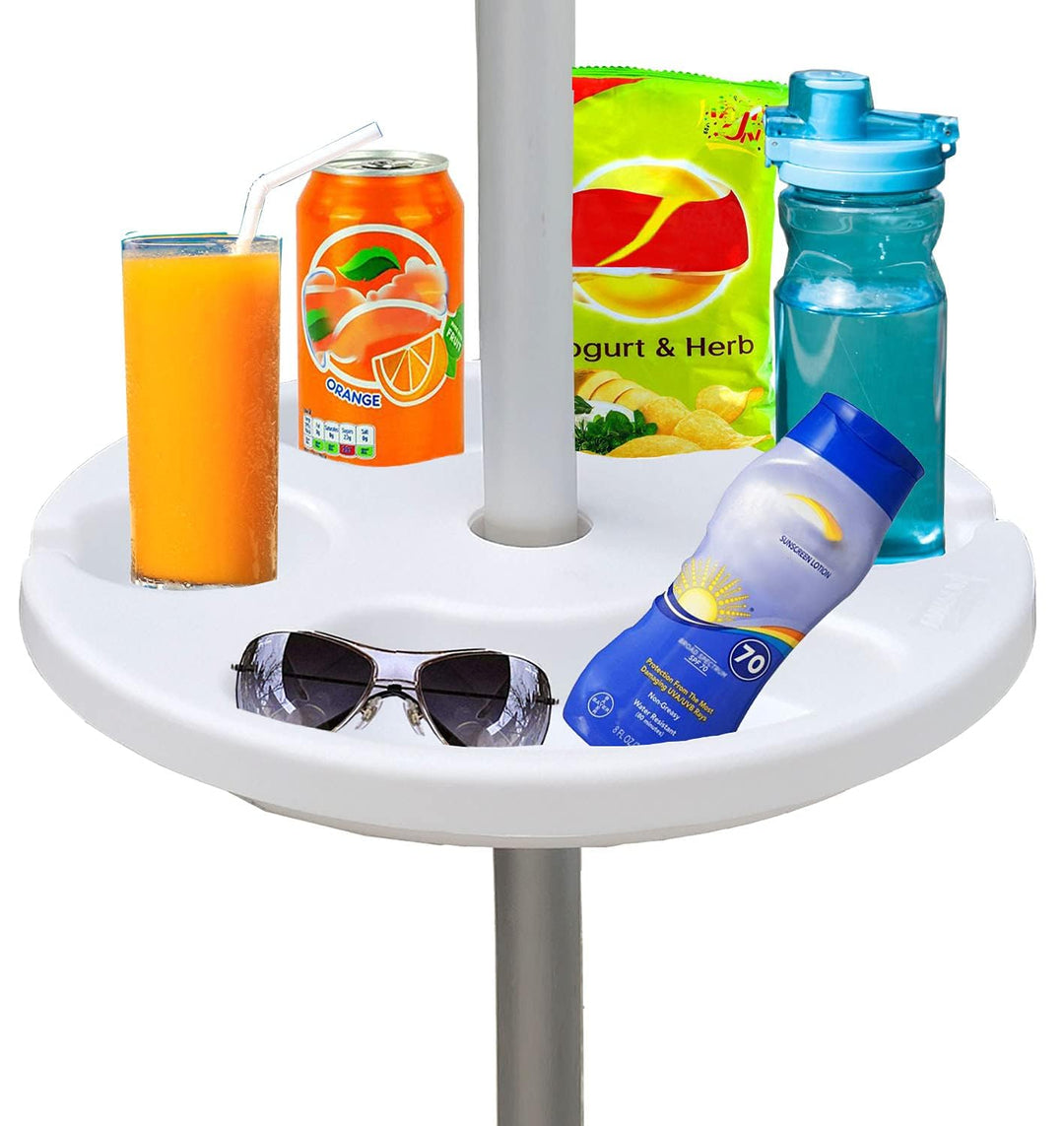 AMMSUN Sonnenschirmtisch aus Kunststoff mit 4 Becherhaltern, Weiss 12 Inch weiss 12 Inch Weiss-30,5