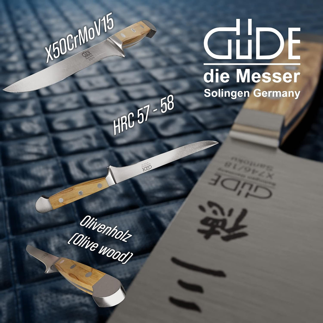 Güde X703/16 Solingen - Ausbeinmesser geschmiedet, 16 cm, Olivenholz, ALPHA OLIVE, Doppelkropf, Hand