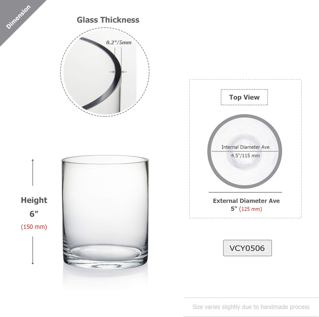 WGV klar Zylinder Glas Vase, 5 von 6 1 5"x6"H, 1 5"x6"H