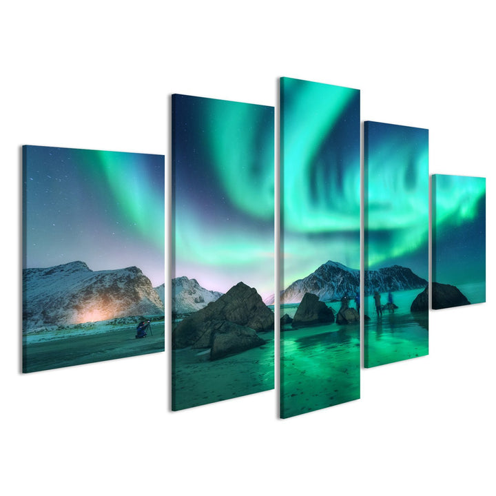 islandburner Bild Bilder auf Leinwand Green Aurora Borealis und Fotografen. Aurora.Nordlichter in Lo