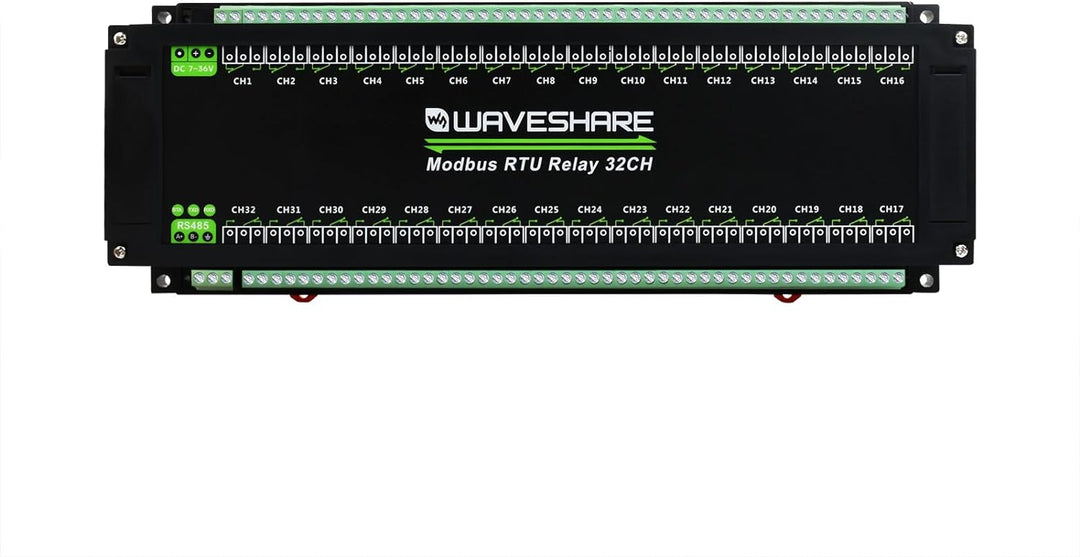 Waveshare Modbus RTU 32-Ch Relay Module, RS485 Interface, with Multiple Isolation Protection Circuit