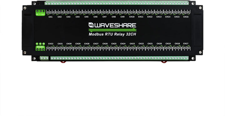 Waveshare Modbus RTU 32-Ch Relay Module, RS485 Interface, with Multiple Isolation Protection Circuit