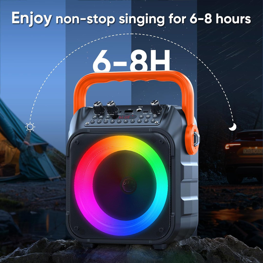Wowstar Karaoke Maschine mit 2 Kabellose Mikrofone, Tragbare Bluetooth Lautsprecher Box für Erwachse