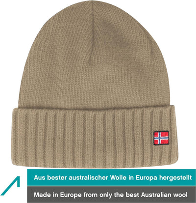 ACE Norway Winter-Mütze aus Schaf-Wolle - warme Strickmütze für Damen & Herren - weiche Wollmütze fü
