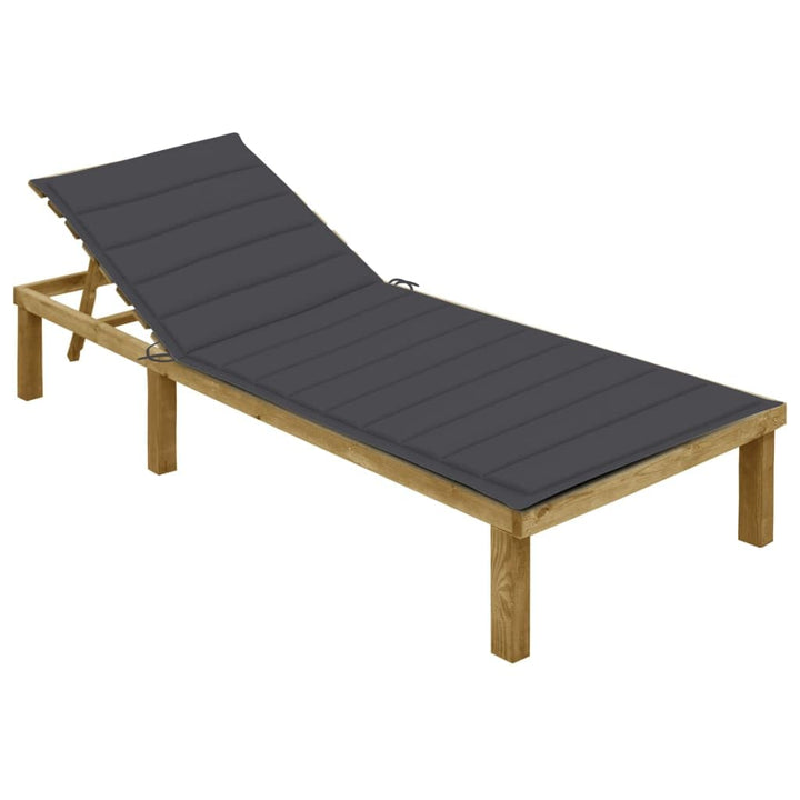 vidaXL Kiefernholz Imprägniert Sonnenliege mit Anthrazit Auflage Gartenliege Relaxliege Holzliege Li