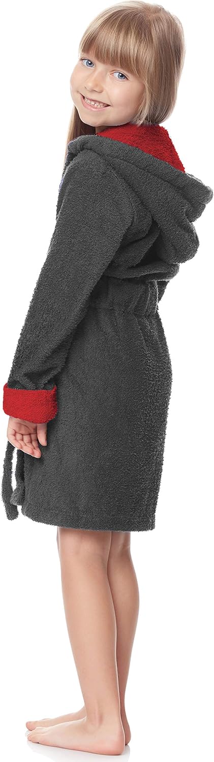 Ladeheid Kinder Bademantel Schwarz LA40-103 | 100 % Baumwollfrottee – weich, saugfähig und hautfreun