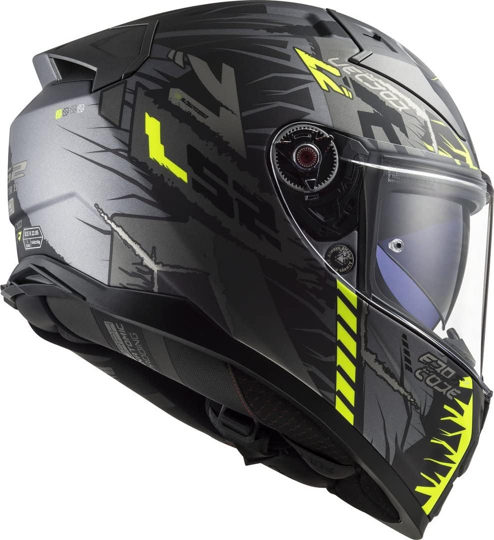 LS2, Integralhelme motorrad VECTOR II Techbot, titanium yellow XXXL, 3XL