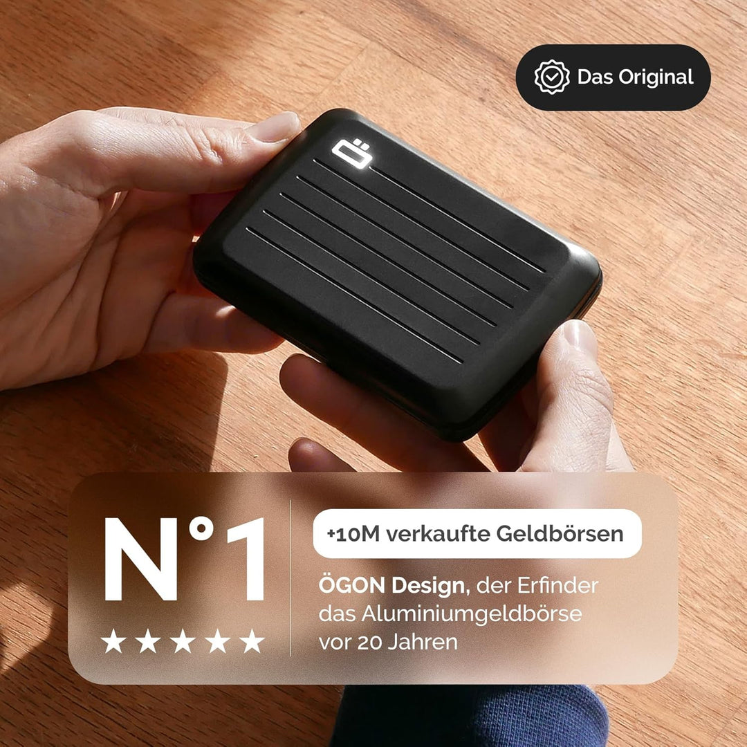 ÖGON Smart Wallets - Stockholm V2 Aluminium Geldbörse - Metallverschluss - RFID Blockierung Kartenet
