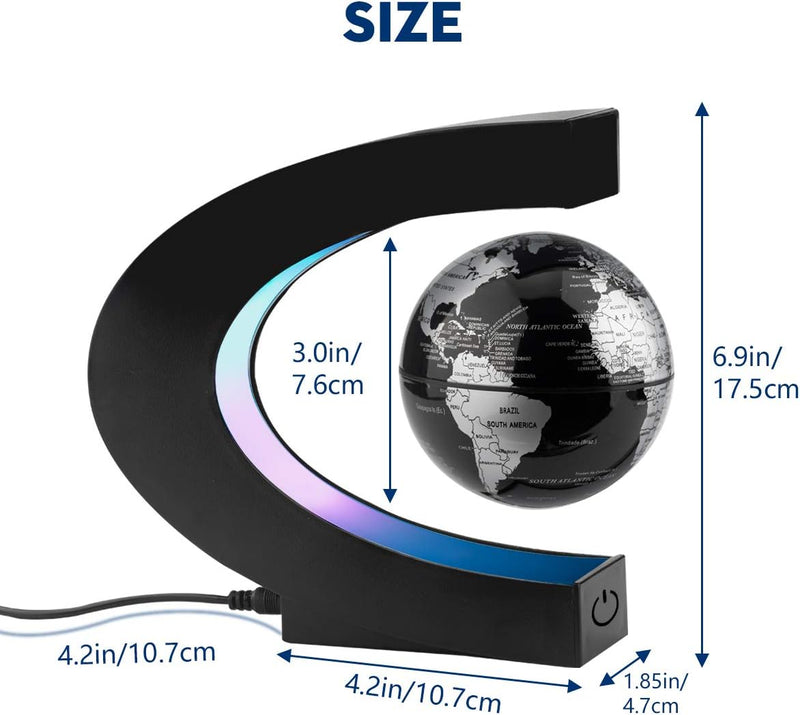 Surplex C-form Magnetische Schweben Floaten Weltkarte Globus mit Led Display Stütze, Rotierende Erde