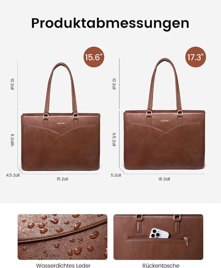 LOVEVOOK Laptoptasche Damen, Handtasche Gross Arbeitstasche Aktentasche | Wasserdicht PU Leder, Eleg