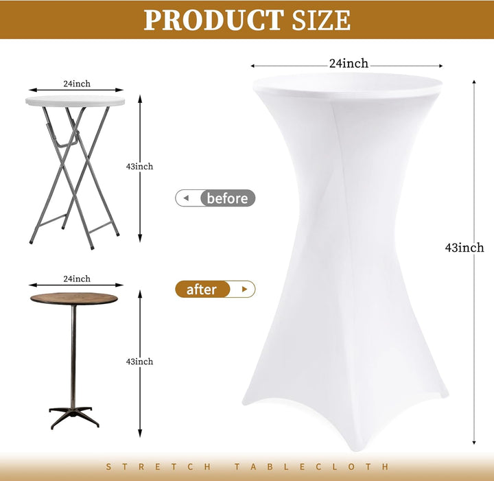 Showgeous 3er-Set Stretch Stehtisch Husse für Bistrotisch Ø 60-65 cm,Hussen Stehtische Weiss 60 cm,V
