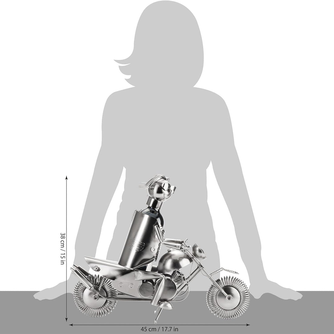 BRUBAKER Flaschenhalter Motorradfahrer Metall Skulptur Geschenk mit