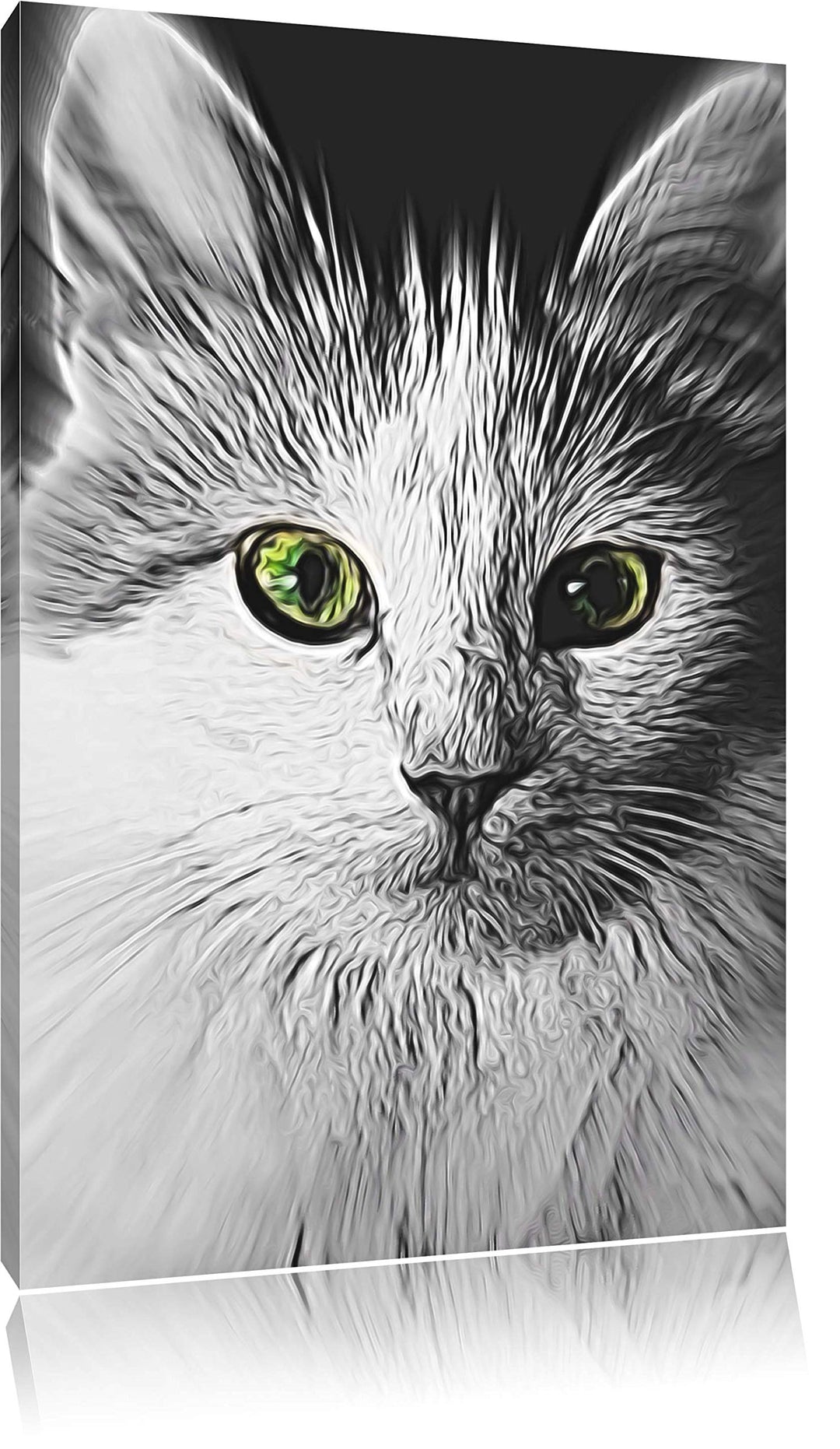 anmutige Katze schwarz/weiss Deluxe Format: 100x70 cm auf Leinwand, XXL riesige Bilder fertig gerahm