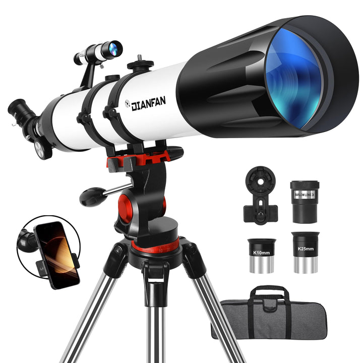 Dianfan Teleskop,90 mm Öffnung 800 Teleskop Astronomie für Erwachsene,32X-240X Refraktor Teleskope f