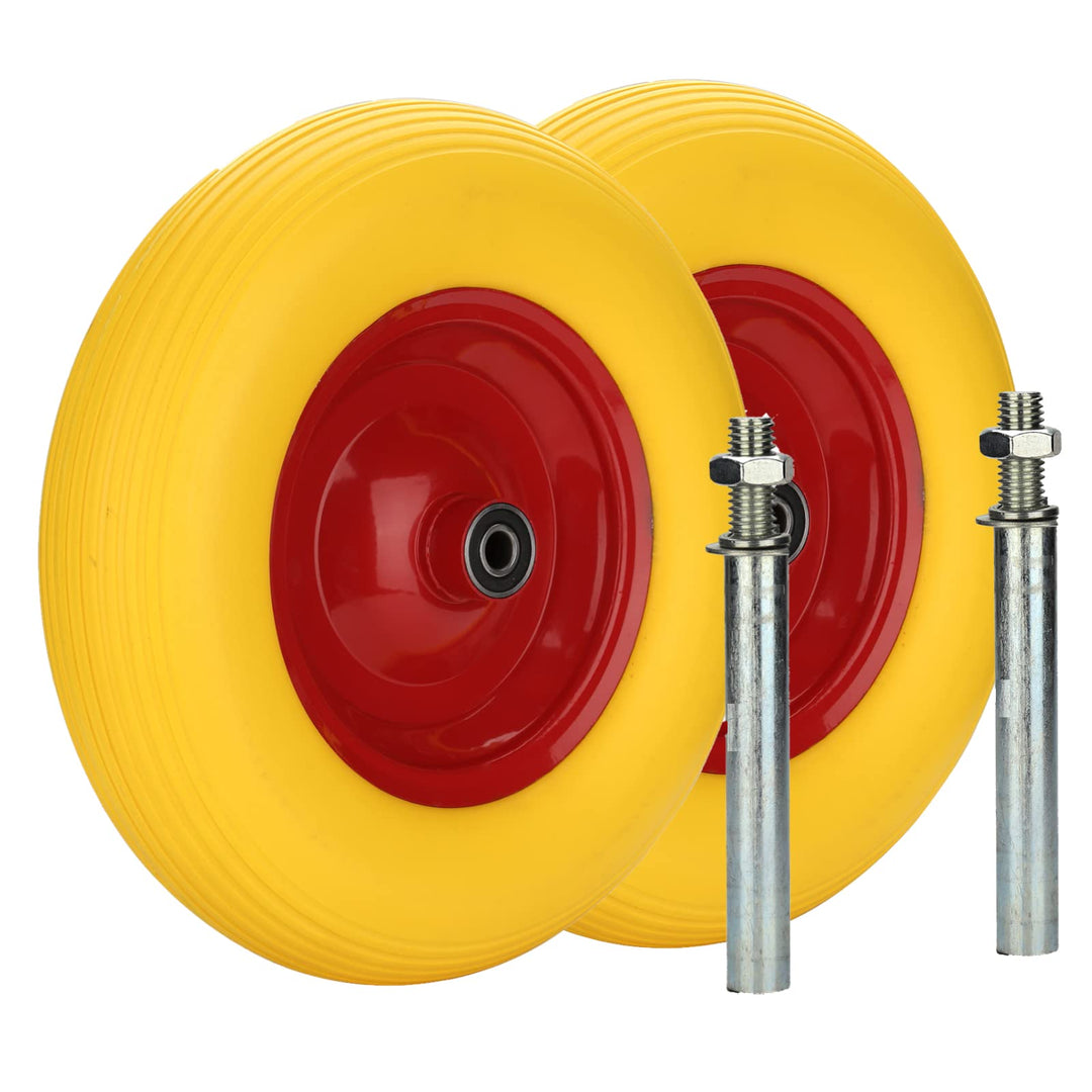 Ansobea 2x Schubkarrenrad mit Achse - Reifen mit Stahlfelge - 4.80/4.00-8 - Durchmesser 390 mm -Pann