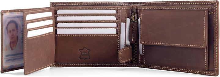 Fa.Volmer ® Leder Geldbörse Herren mit RFID-Schutz - geöltes Büffelleder, extra-stabile Doppelnaht,