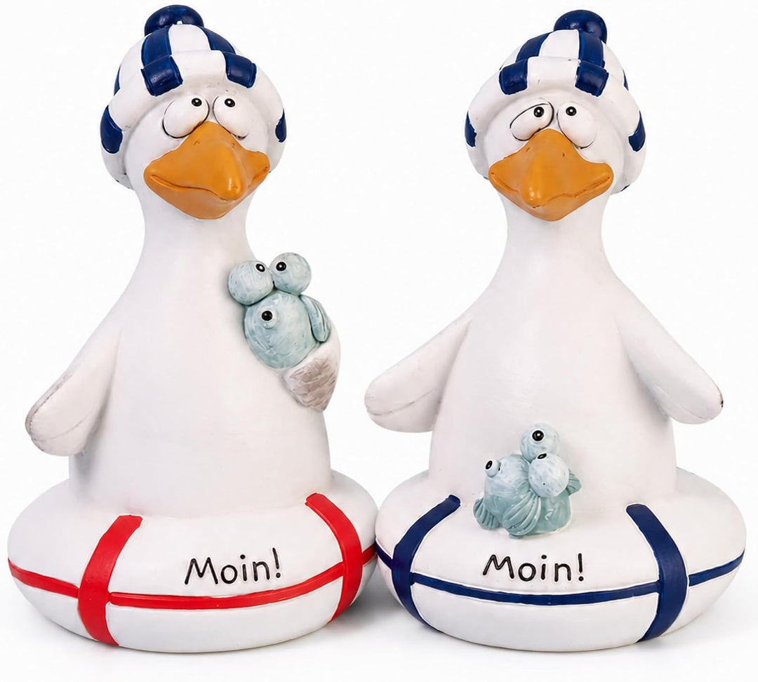 Pommerntraum® | 2er Set Dekomöwen Möwenfiguren Maritime Deko Möwen Vögel | Ostseedeko Nordseedeko Kü