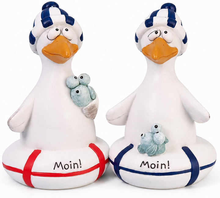 Pommerntraum® | 2er Set Dekomöwen Möwenfiguren Maritime Deko Möwen Vögel | Ostseedeko Nordseedeko Kü