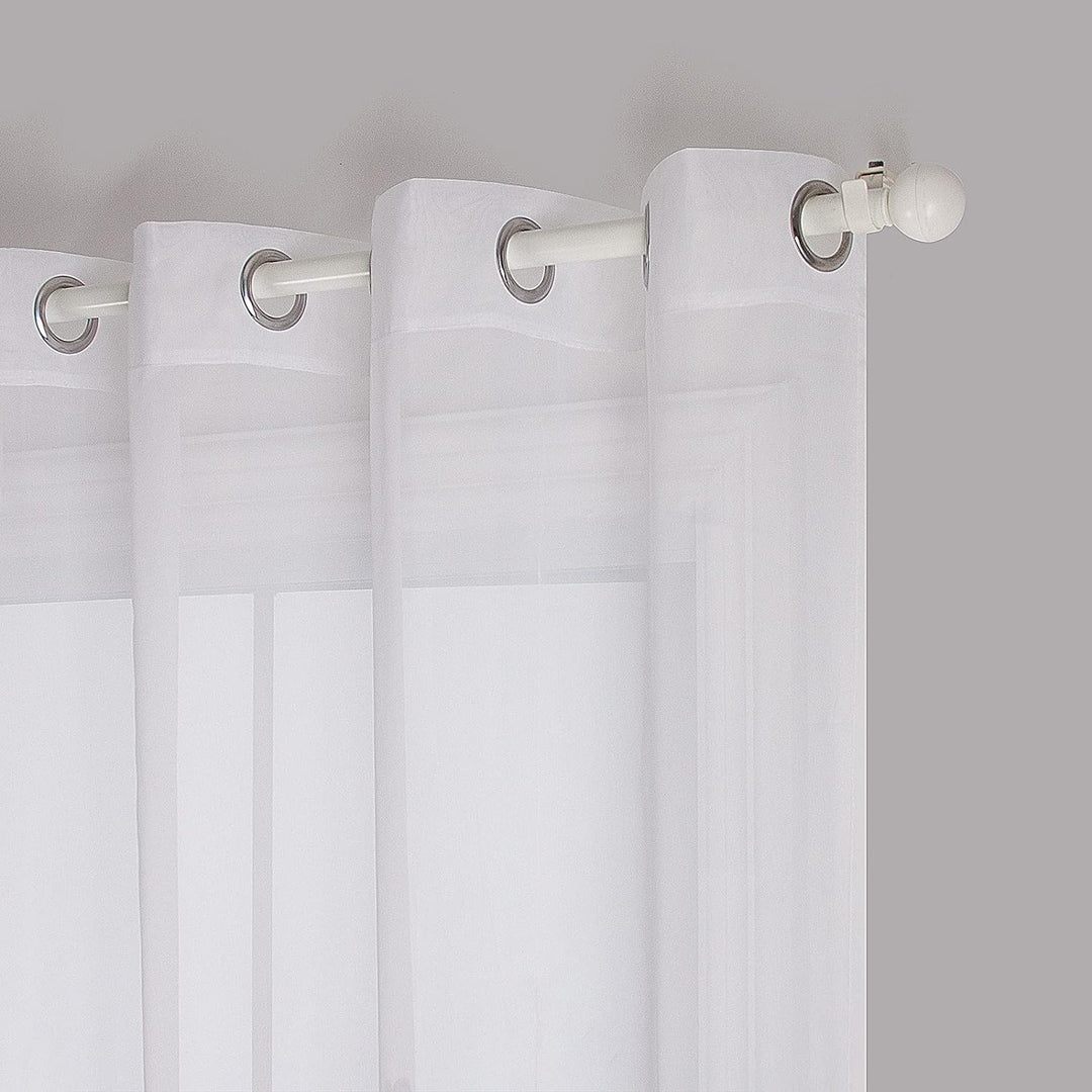 SIMPVALE Voile Curtains Panel Semi Transparent Sheer Window Net Curtains Floral Embroidered Drape wi