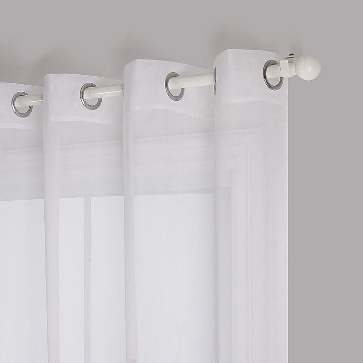 SIMPVALE Voile Curtains Panel Semi Transparent Sheer Window Net Curtains Floral Embroidered Drape wi