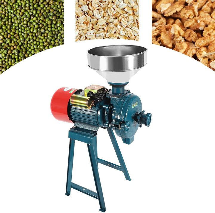 Elektrische Getreidemühle 2200W Professionelle Kornmühle mit Trichter & Drehknopf 1400U/min für Mais