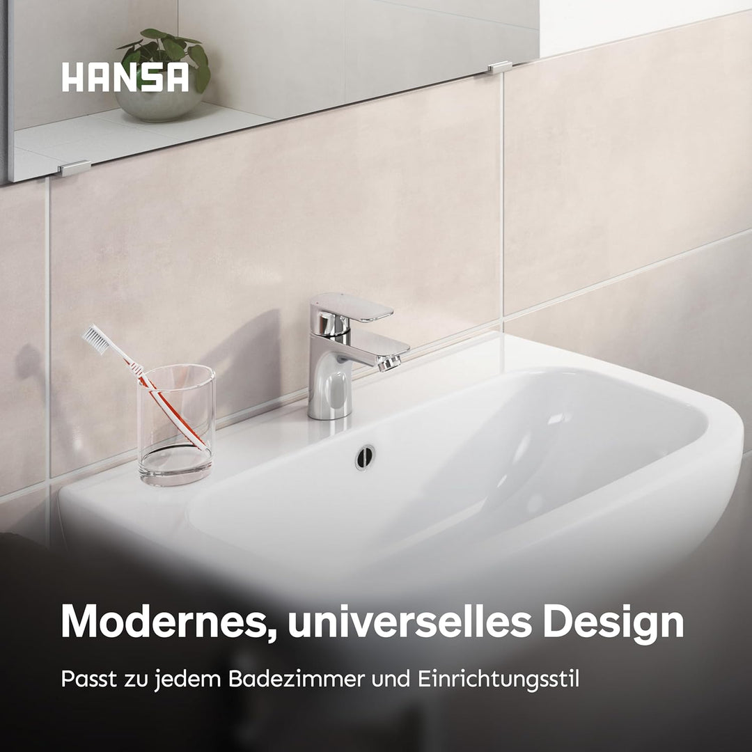 HANSA BASIC Waschtischarmatur I Wasserhahn Badezimmer mit Temperatur & Wassermengenbegrenzer | Misch