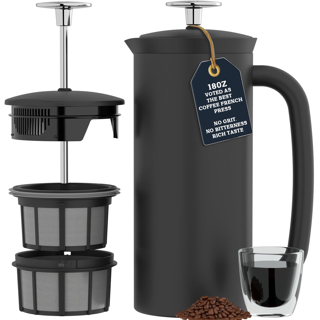 Espro French Press P7, Kaffee Stempelkanne, Coffee-Maker, Kaffeezubereiter, Rostfreier Stahl, Schwar