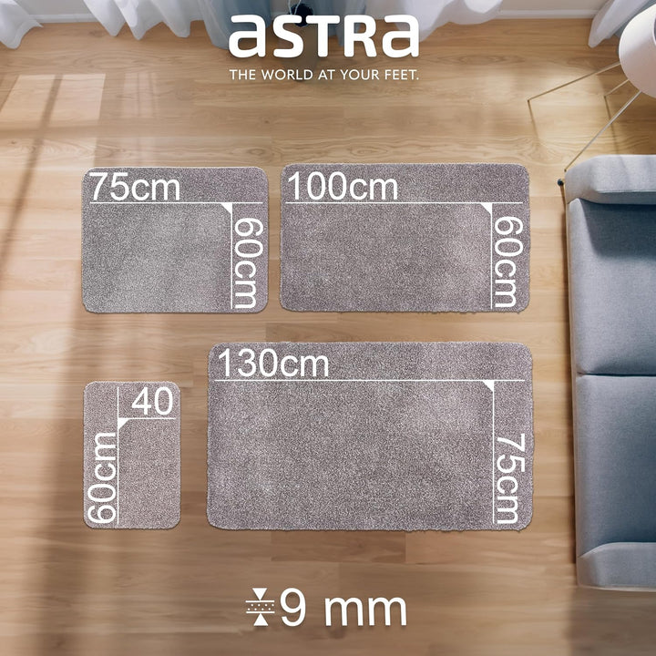 Astra Schmutzfangmatte innen waschbar 60x100 cm – Sauberlaufmatte grau 100% Baumwolle Türmatte - Ent