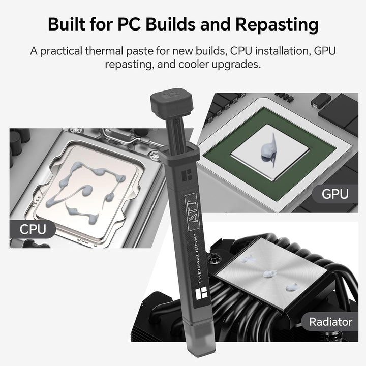 Thermalright AT7 CPU-Wärmeleitpaste 2,5 g, 12,9 W/mK, glatt, leicht zu verteilen, nicht leitend, für