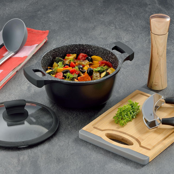 kela Kochtopf Stella Nova, Ø 20 cm, 2,2 L, Aluguss, schwarz, Allherdboden, antihaftbeschichtet, mit