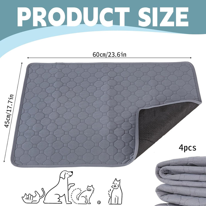 4 Stück Welpenunterlagen Waschbar, 60 × 45cm Wiederverwendbare PIPI Matten Hundedecke Wasserdicht ru