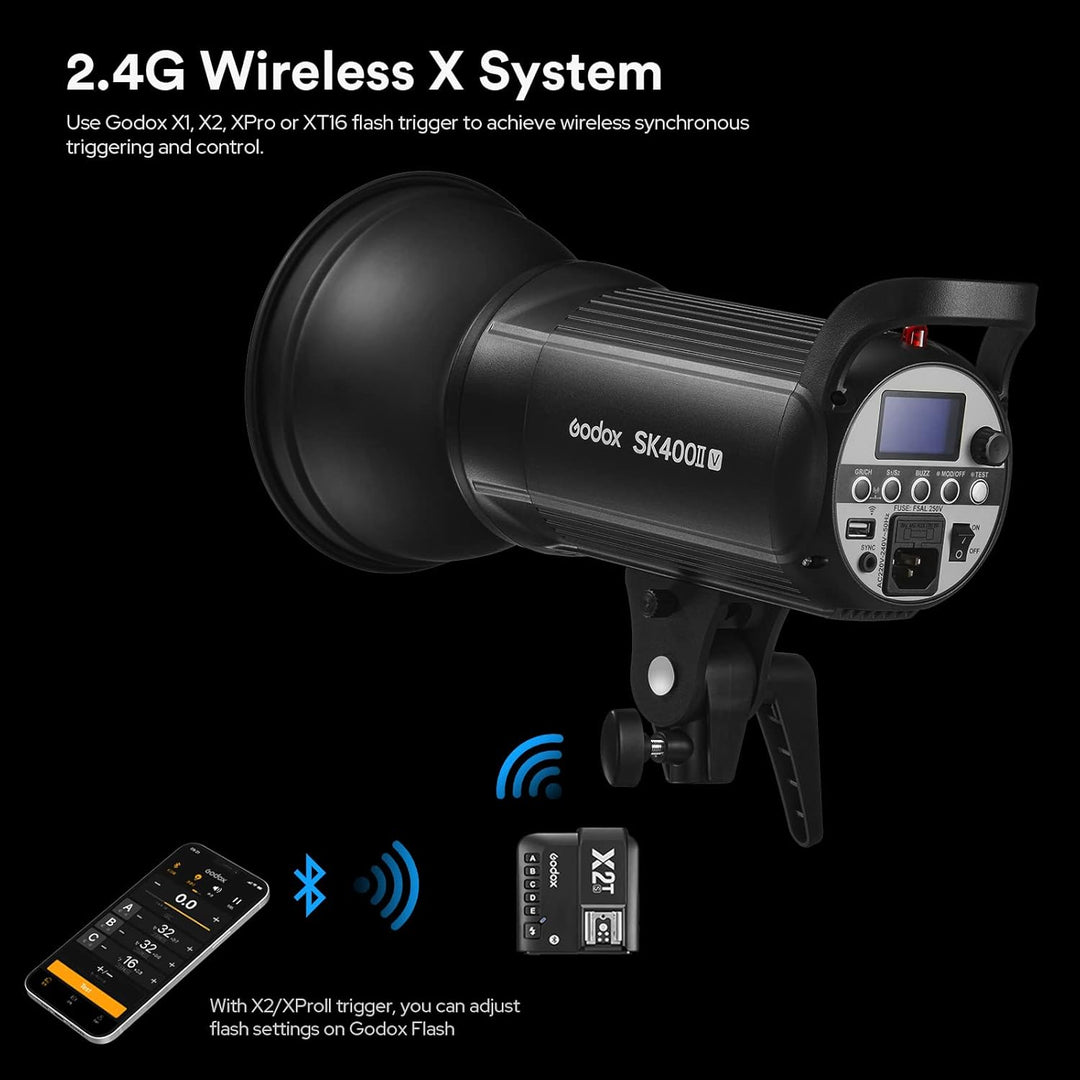 GODOX SK400II-V 400Ws 5600K Bowens Mount Fotostudio-Stroboskoplicht, Eingebautes 2.4G Wireless X Sys