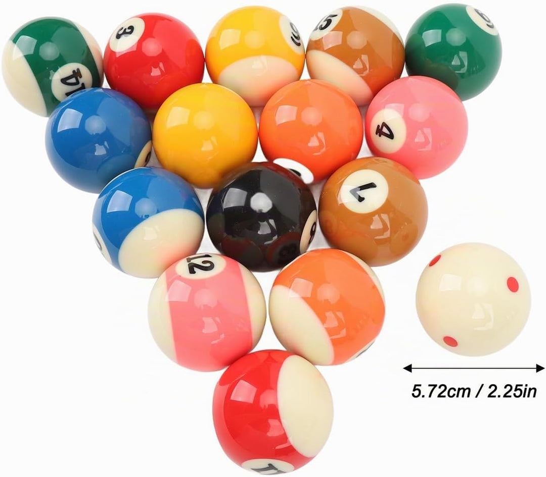 Billardkugeln Set, 16 Stück 5,72 cm Billiard Kugeln Set Harz Billardkugel Komplett Satz für Amerikan