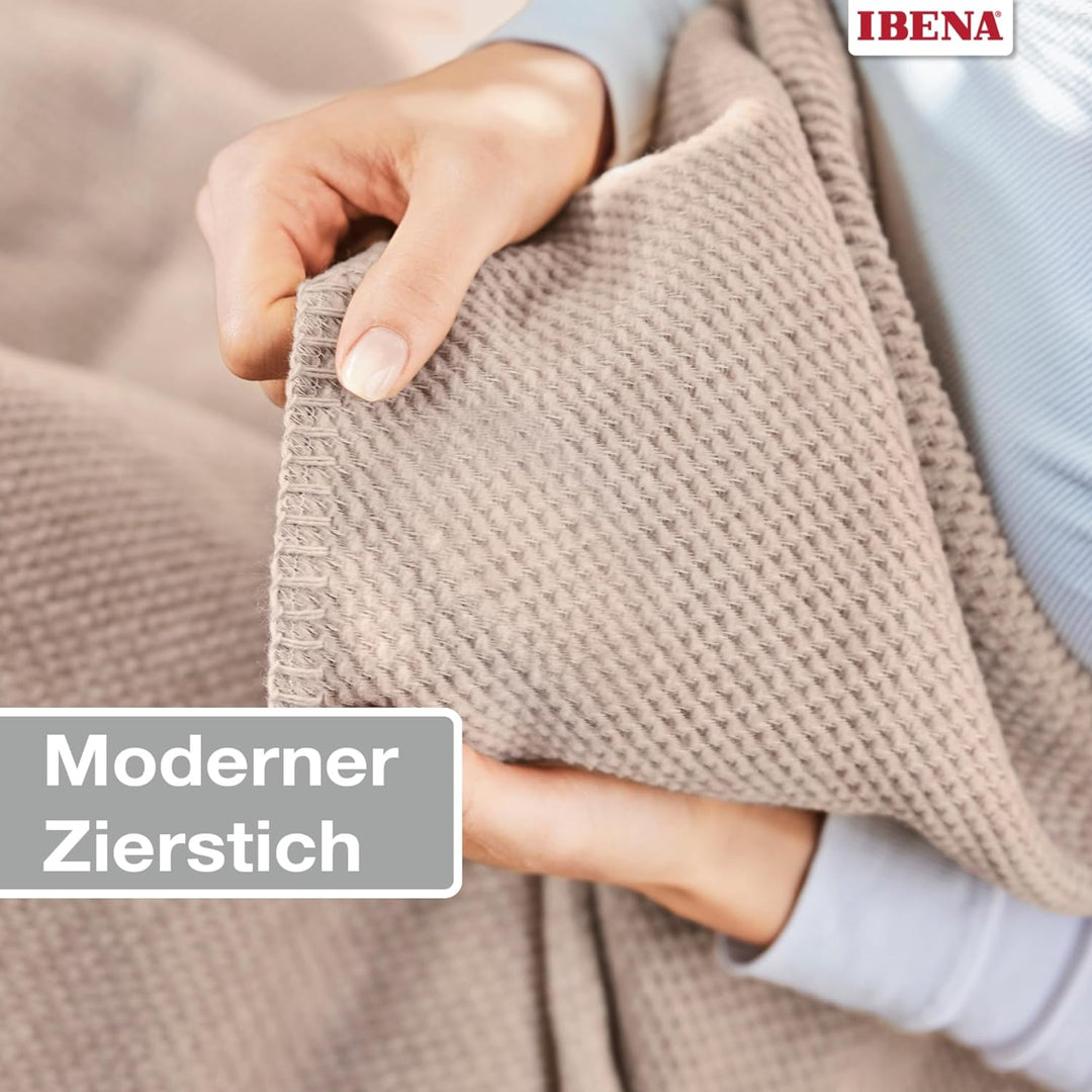 Ibena Charlotte Bio Strickdecke 140x200 cm - 100% Baumwolle, Made in Germany, Baumwolldecke mit Stru