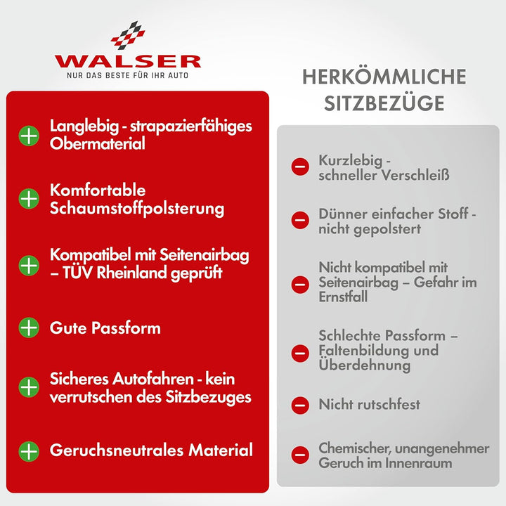 Walser Autositzbezüge Nappa Touch grau aus Kunstleder, Grau