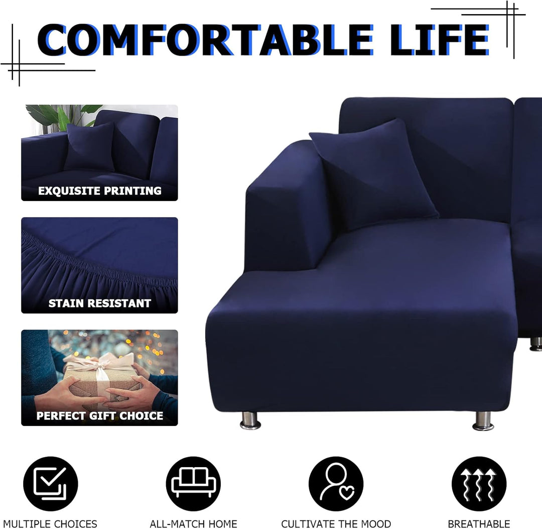 Lydevo Sofabezug Ecksofa L Form Sofa Überwürfe Stretch Sofabezug L Form Rechts oder Links mit Zwei K
