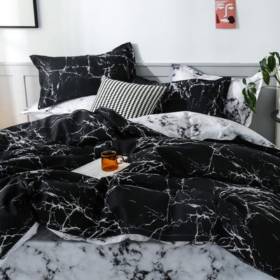 OLDBIAO Marmoriert Bettwäsche Set 2tlg, Schwarz Weiss Marmor Bettbezug 135x200cm mit Kissenbezug 80x
