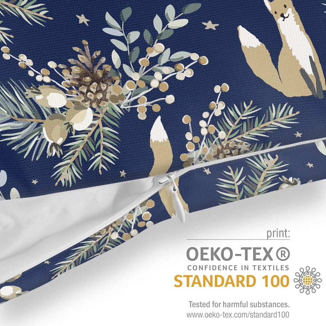 VOID Winter Fuchs blau Kissenbezug Kissenhülle Sofakissen Kissen Deko Weihnachten Winter Weihnachtsd