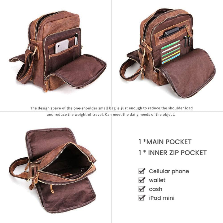 BAIGIO Schultertasche Umhängetasche Herren Leder Vintage Herrentasche Messenger Bag mit Schultergurt