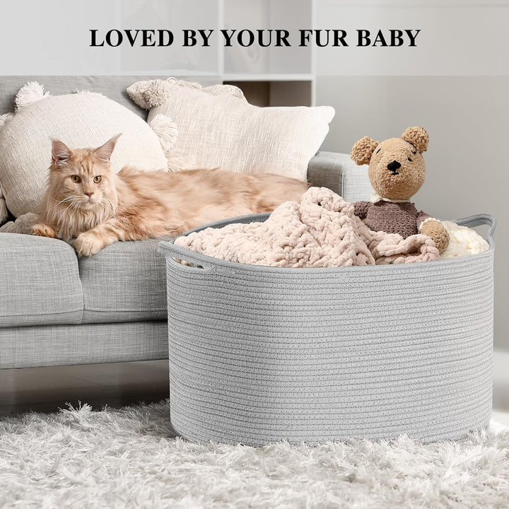 Maliton Wäschekorb - Aufbewahrungskorb für Kleidung, Bettwäsche, Gross D50 x H33 CM, Faltbar Mit 4 T