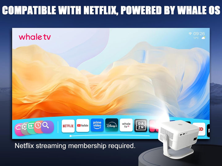 Android 13 Beamer 4K, 400 ANSI Smart Beamer mit WLAN und Bluetooth, Autofokus Auto Keystone Mini Tra