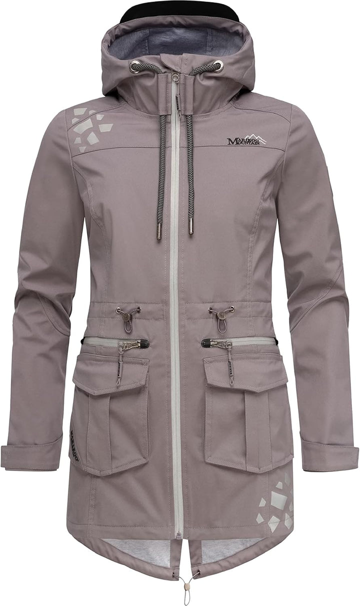 MARIKOO Damen wasserdichter Softshellmantel Softshelljacke Outdoorjacke Übergangsjacke Parka Kapuze