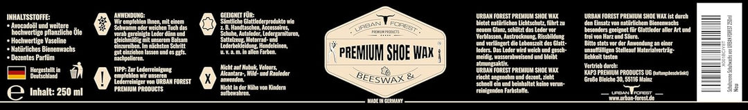 URBAN FOREST® Premium Schuhwachs als Schuhputzset für Lederpflege & Schuhpflege bestehend aus Schuhc
