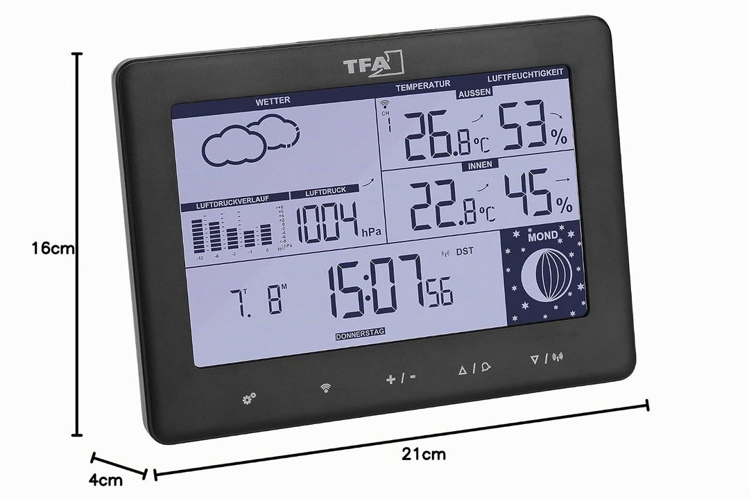 TFA Dostmann Funk-Wetterstation Elements, 35.1158.01, mit Aussensender, Wettervorhersage, deutsches